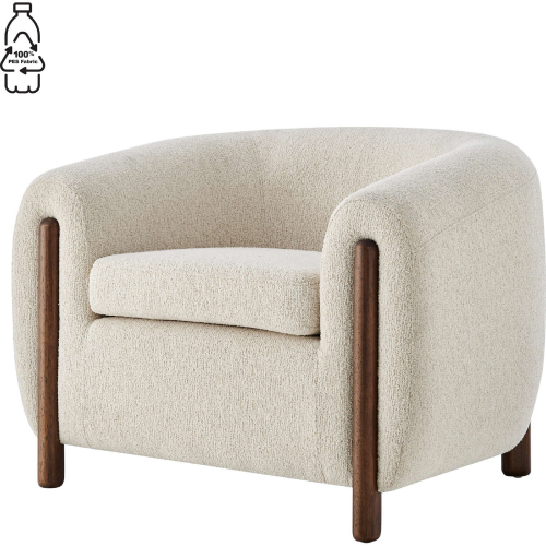 Cordelia Accent Arm Chair in Beige Recycled Fabric & Wood